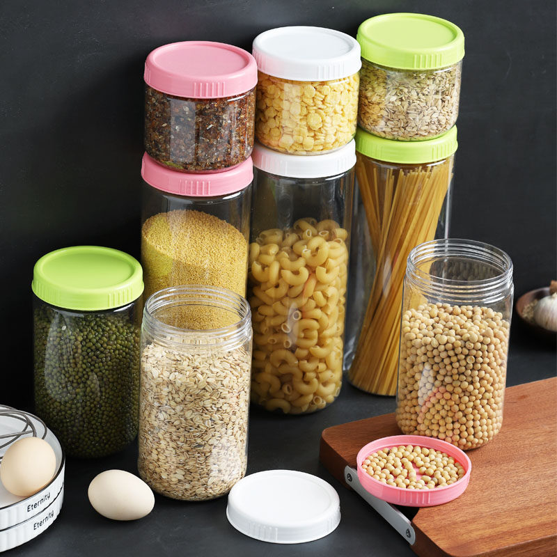 Kitchen moisture-proof sealed grain storage tank storage food grade plastic large capacity transparent sealed tank set