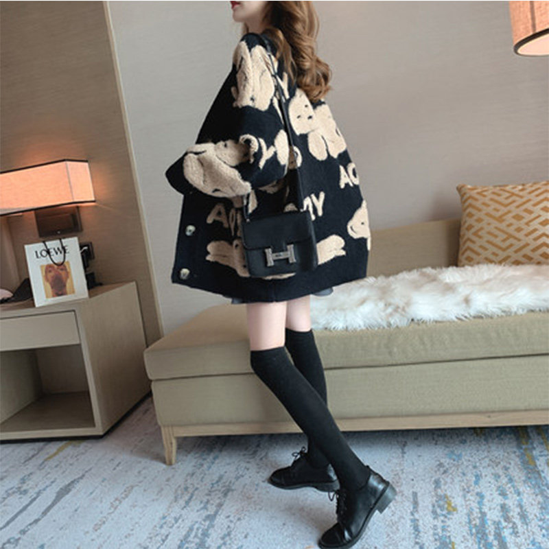Autumn Winter 2022 New lady Lazy Wind Knit Cardiovert 2 August Outer lapped autumn lady sweater coat Coat Exploits