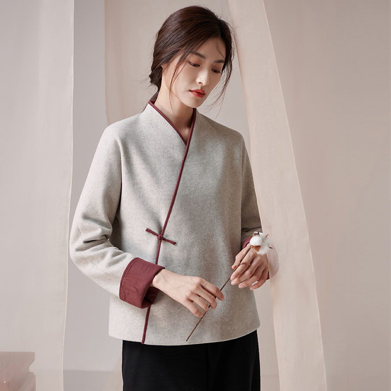 Improved version of daily Tang clothes Zen tea suit women suit autumn new Chinese Zen women's wear tops