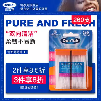 Detec portable toothpick brush Household disposable double-headed plastic fishbone imported toothpick ultra-fine toothbrush 260 pcs