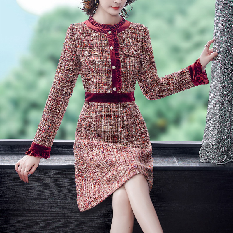 Hi Mother-in-law Wedding Banquet Young Mother Dress Wedding Skirt Dress 2021 New Autumn Winter Dress Dress Noble Foreign Pie