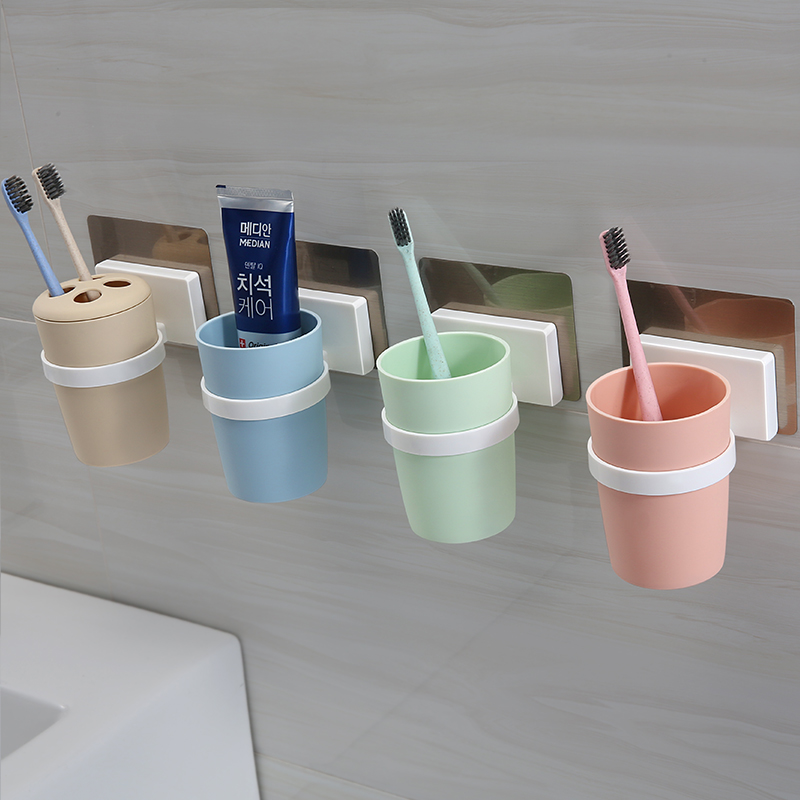 Toothbrush rinse cup wall-mounted toothbrush holder non-perforated toothbrush cup suction cup wall-mounted household dental jar simple couple cup