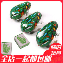 Post-80s nostalgia classic childhood 70s Childhood tin frog Jumping frog mouse clockwork childrens toys
