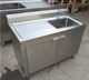 Kitchen 304 stainless steel sink cabinet wash dish basin single double slot with bracket laundry sink storage integrated cabinet