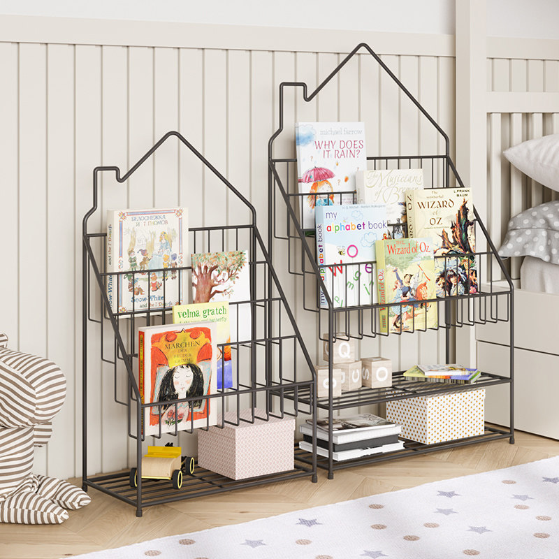 Home Children's Wrought Iron Bookshelf Kindergarten Baby Picture Book Shelf Book Shelf Combination Floor To ceiling book shelf