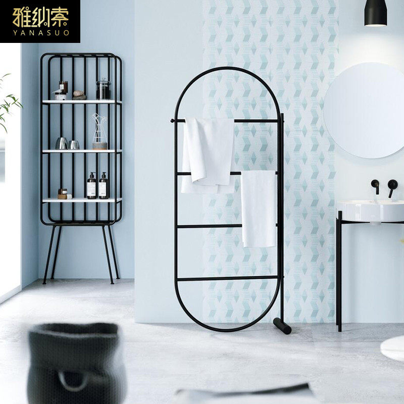 Bathroom towel rack Nordic simple creative vertical floor-to-ceiling clothes bedroom Wrought iron household wall hanging clothes rack