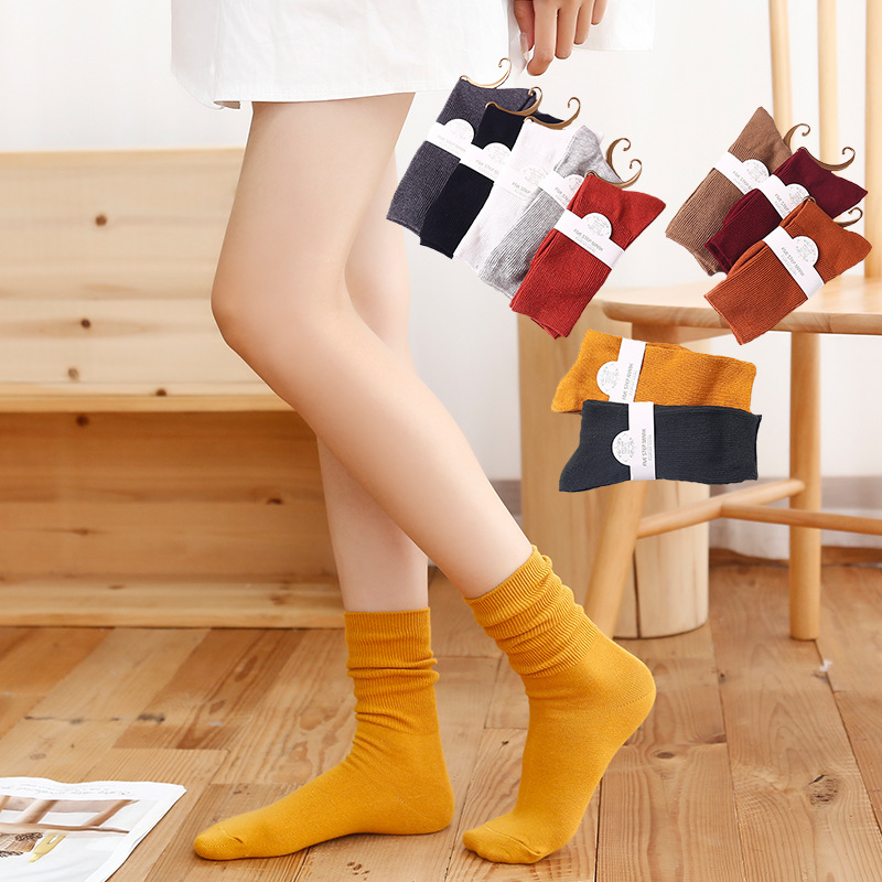 Socks Woman Midbarrel Autumn Winter Long Socks Ins Cute Day Ensemble Korean Version Long Cylinder Socks Foam Socks Lady Black 100 hitch