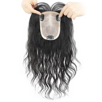 Wig-sheet women head off white hair real hair All true man a piece of style light and thin fluffy wavy wool curly hair patch