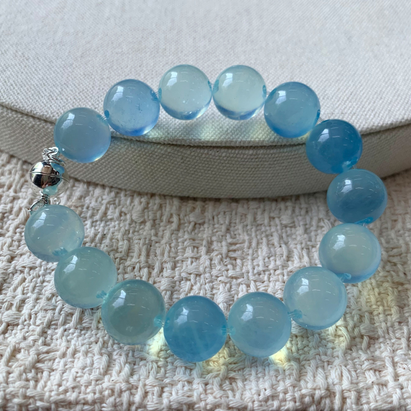 Natural Brazilian Glacier Blue Aquamarine Nostril Bracelet Beryl Devil Blue Crystal Bracelet Jewelry for Couples Women
