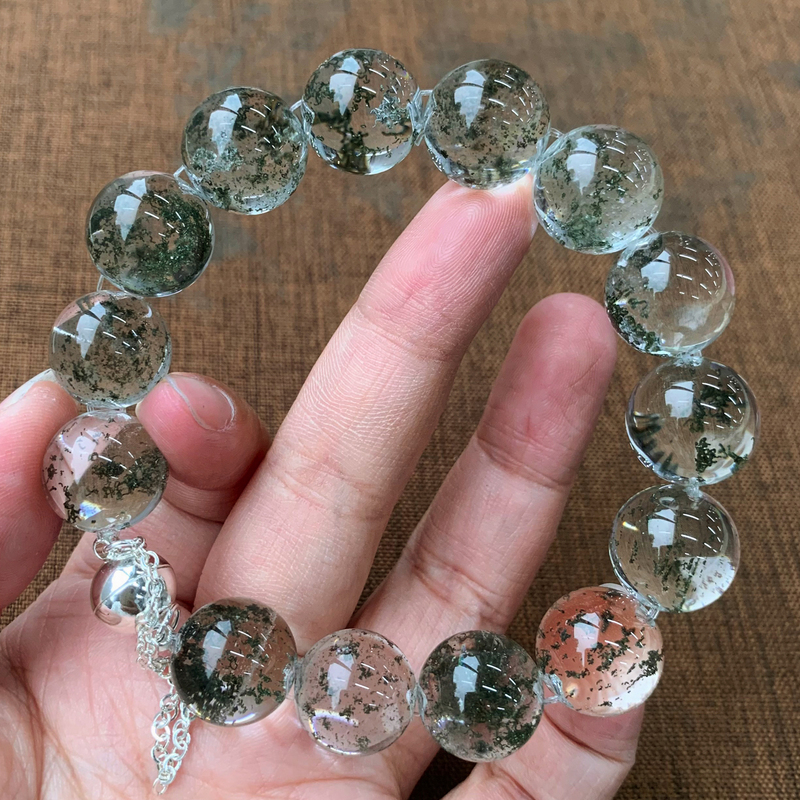 Natural Ice-Transparent Green Ghost Bubble Bead Bracelet, Ox Nose Half-Bowl Full of Star Crystal Bracelet Jewelry Gift for Couples Natural Ice-Transparent Green Ghost Bubble Bead Bracelet, Ox Nose Half-Bowl Full of Star Crystal Bracelet Jewelry Gift for Couples