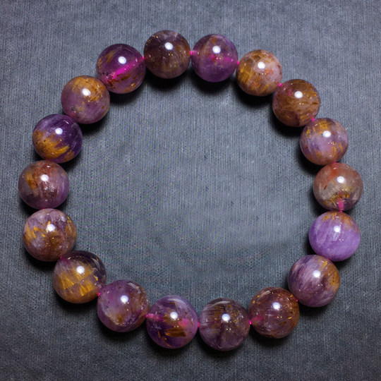 Pulsera de un solo círculo de cristal de titanio púrpura Natural, cuentas de Buda, regalo de joyería