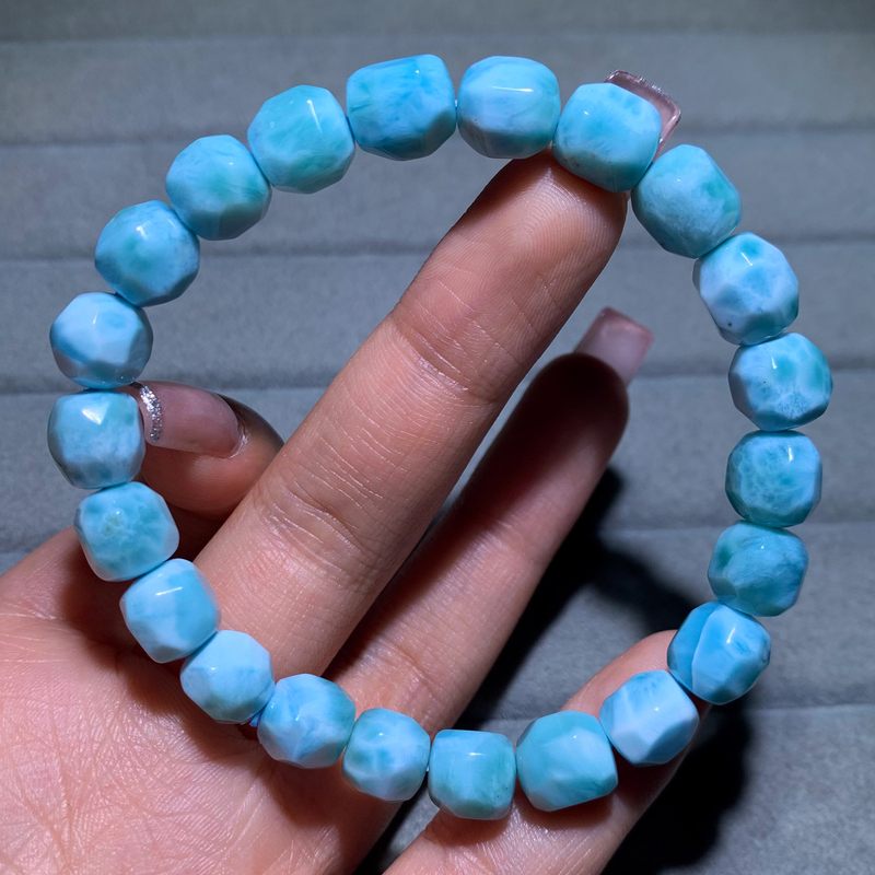 Natural Larimar Bracelet with Irregular Shape, Sodalite Light Blue Crystal Bracelet, Unisex Jewelry Gift for Couples