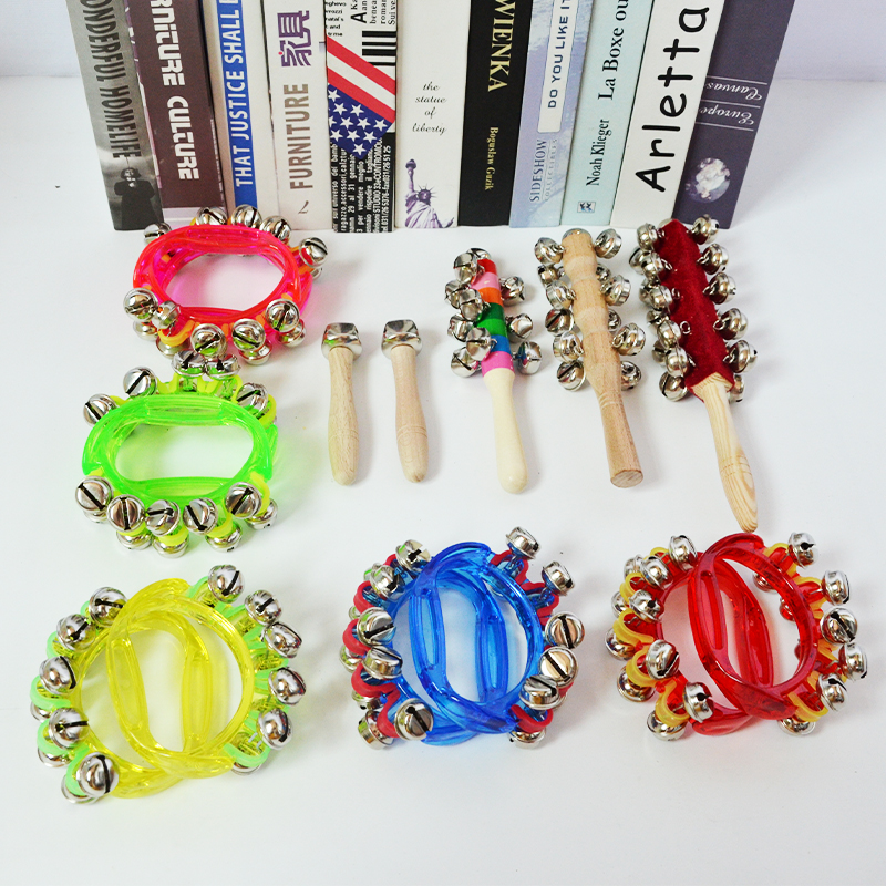 Kindergarten wristbell rattle percussion instrument Orff early education music children's hand ling dance handbell stick bell string bell string