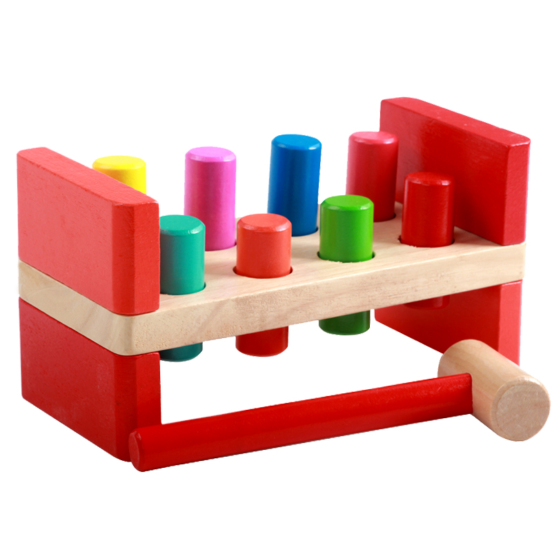 Children's toys Meng's early education Puzzle Percussion Knocks Toy Baby Hammer Knockout of Wooden Wooden Stump Color Cognition