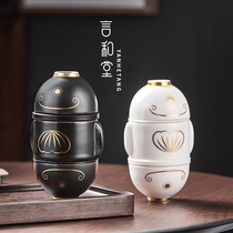 Yan Hutang ceramic travel tea set outdoor portable fast guest Cup One Pot Two Cups kung fu tea set car