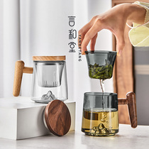 Yan Hutang filter Cup heat-resistant glass cup tea cup with lid large capacity Cup Office water cup simple