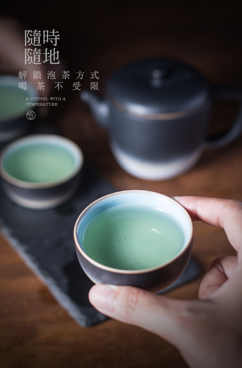 And hall of dielectric film crack cup travel kung fu tea set is suing portable a pot of three cups of Japanese ceramics