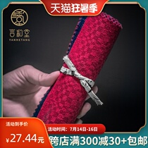 Plaid fabric Tea mat Chinese tea Ceremony Tea table mat Tea tablecloth Linen insulation tablecloth Double-sided available