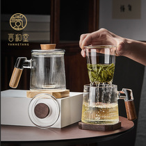 Glass tea cup household filter tea cup with lid large capacity drinking cup office tea water separation Cup Japanese style
