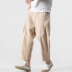 Phong cách Trung Quốc retro nam 2019 mùa xuân và mùa thu cotton và vải lanh rộng quần giản dị cỡ lớn 9 quần nam quần nam - Quần Harem quần jean nam Quần Harem