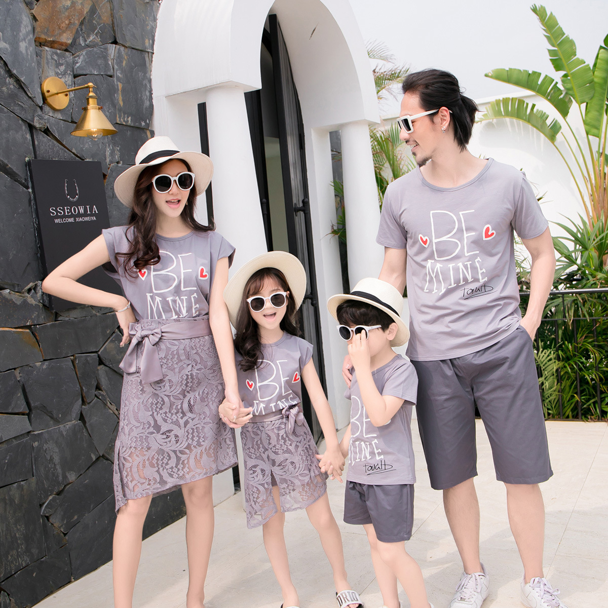 High-end net red parent-child dress foreign style family of three and four 2021 summer tide mother-child women's fashion suit