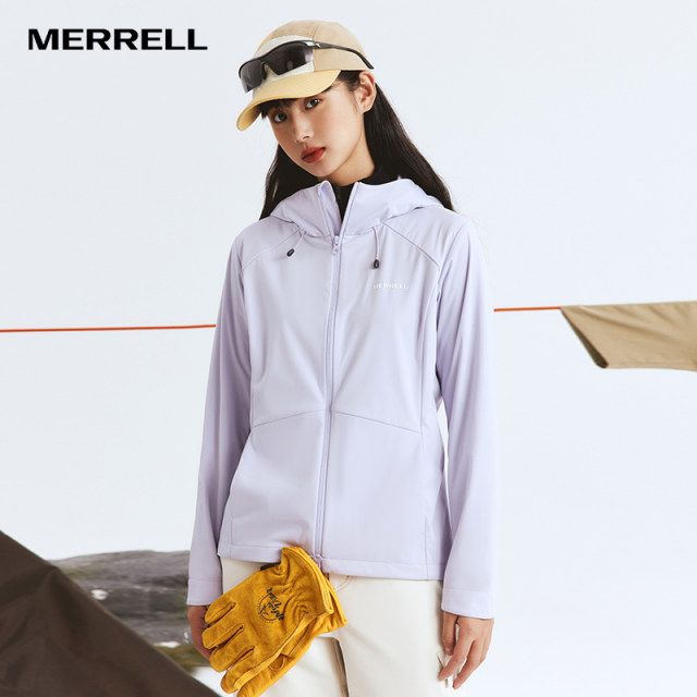 MERRELL Soft Shell Jacket ຜູ້ຊາຍແລະແມ່ຍິງກິລາກາງແຈ້ງ Hooded ເທິງ Windproof ຄູ່ Jacket ພູເຂົາ Wear