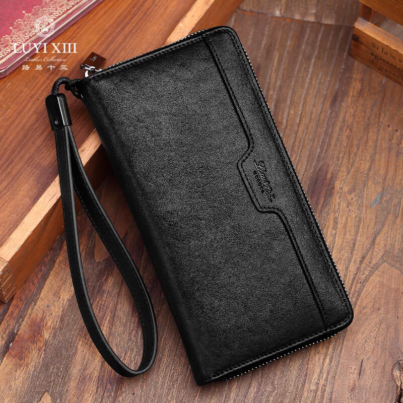 Men's Long Wallet, Genuine Leather Zipper Wallet, Men's Wallet, Multifunctional Clutch Bag, Handbag, Clutch Bag, Cowhide Men's Long Wallet, Genuine Leather Zipper Wallet, Men's Wallet, Multifunctional Clutch Bag, Handbag, Clutch Bag, Cowhide