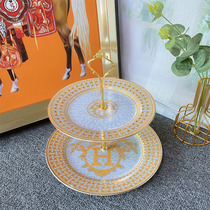 Fruit plate snack plate European double-layer string afternoon tea snack tray cake rack dessert table ornaments display rack