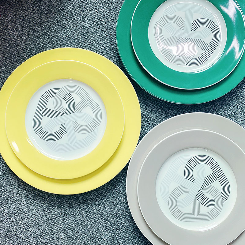 European plate ceramic creative simple household dish macaroon style plate disc new tableware combination plate