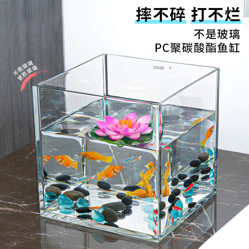 Acrylic square fish tank transparent anti-fall explosion-proof plastic small table non-glass square children's living room