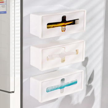 Wall-mounted magnetic absorption storage box refrigerator side storage box