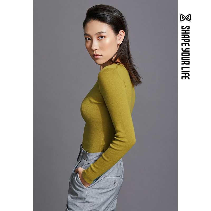 Body life V-neck bottoming shirt women's long-sleeved cotton slim fit knitted women's all-match solid color cotton sweater