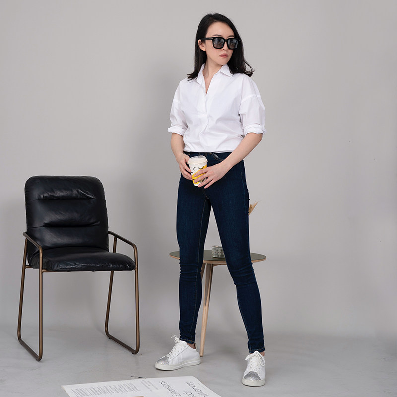 Bodylike life Slim jeans women's high waist slim versatile high elastic pipe pants tight denim trousers