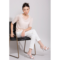  As soon as possible SHAPE Wang Xiaos private clothes V-neck wool short-sleeved T-shirt womens summer light and wild loose thin inner top