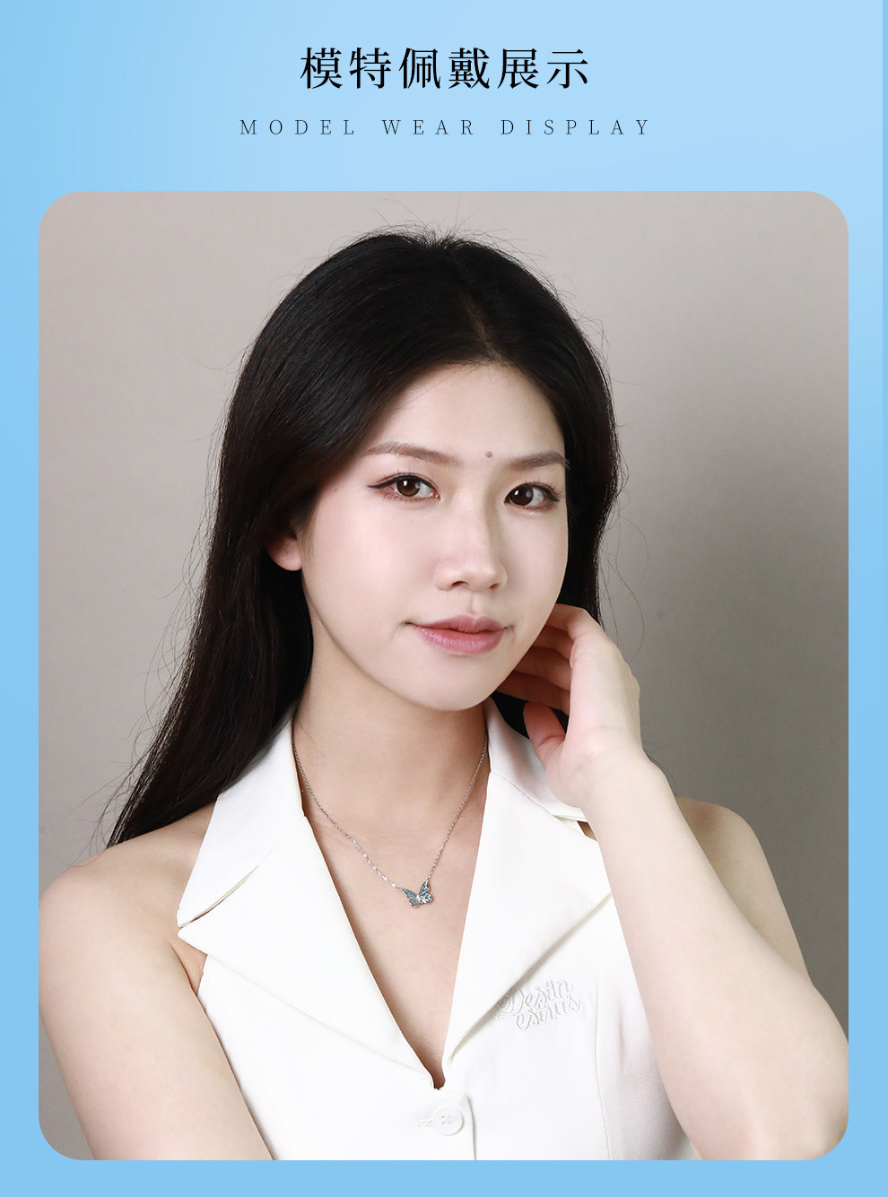 Серебряное ожерелье 老银匠s925纯银蝴蝶项炼女轻奢灵动超仙纯银锁骨炼送闺蜜女友礼物 Old silversmith