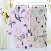 Korean pajamas women long sleeve cotton spring summer sweet and lovely lady loose home clothes thin cotton silk set