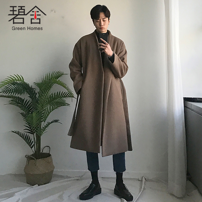 Autumn and winter double-sided wool coat Men's season Korean fashion medium and long version of the British trench coat is not easy to play the ball coat