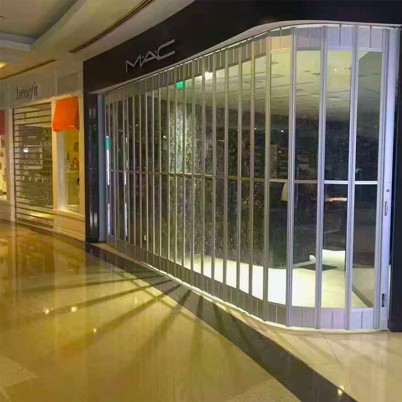 Shopping mall crystal folding door shop transparent aluminum alloy sliding door car wash room partition waterproof door factory direct sales