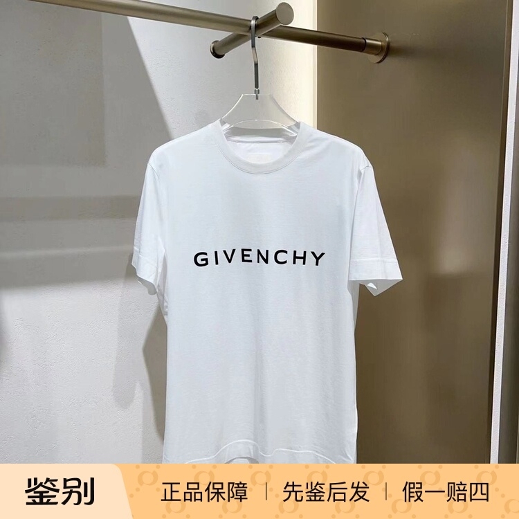 Special Offer in Stock Givenchy Gvc Men's White Letter Print Round Neck Short-Sleeved T-Shirt Bm716G