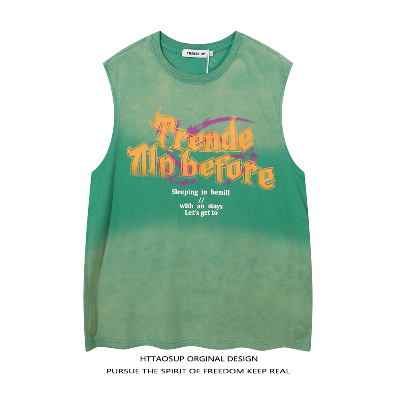 Httaosup Dopamine Gradient Sleeveless T-Shirt for Men and Women, Summer Mint Mambo ins Loose Vest Top