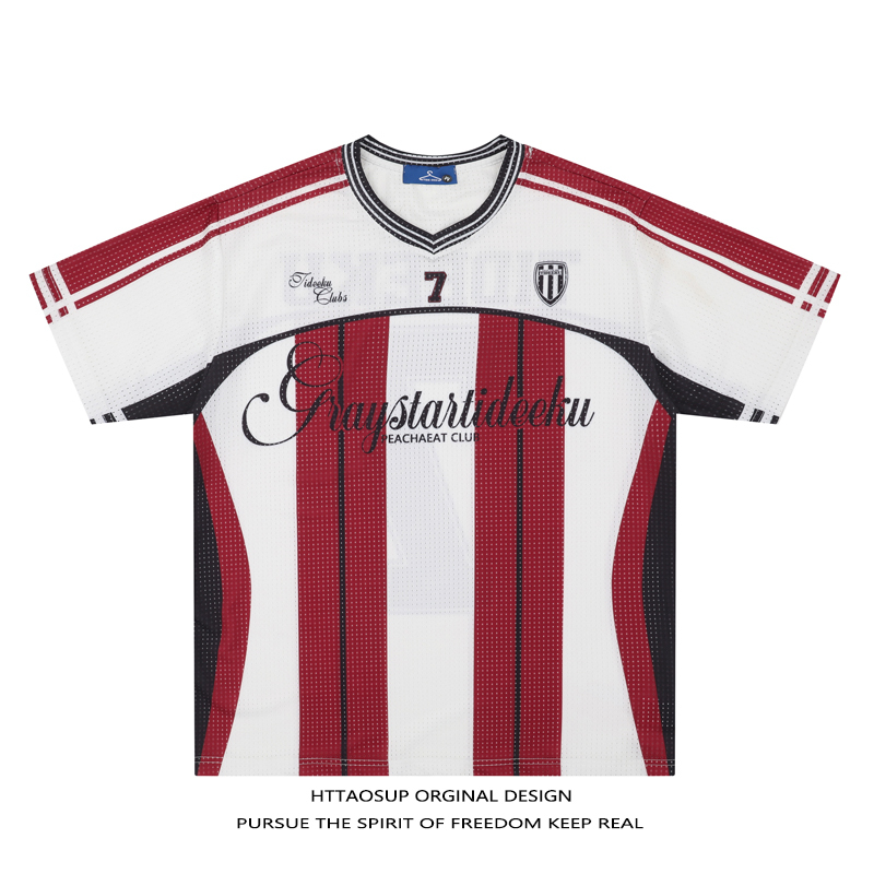 Httaosup American Sports Style Quick-Drying Breathable V-Neck Jersey Men's Street Fashion Brand No. 7 Football Training Uniform T-Shirt