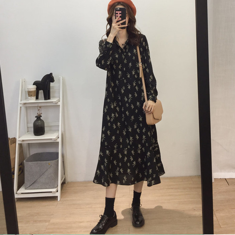 Maternity Spring Suit Fashion 2022 New Mid-Length Floral Chiffon Exotic Loose Dress Two-Piece Set