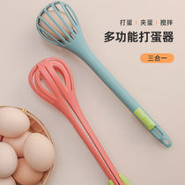 Multi-function egg beater food clip manual egg beater to take boiled eggs stirring rod hollowed out draining noodles colander