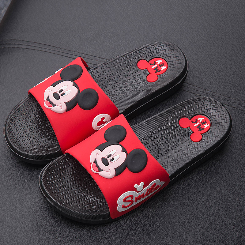 Mùa xuân và mùa hè đích thực Disney tình yêu Minnie Mickey dành cho người lớn nữ non-slip vài dép và dép cha mẹ và con đáy mềm