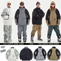 Special DIMITO Korean ski clothes men and women single double board clothing thick warm and wear resistant waterproof cotton fleece black and white
