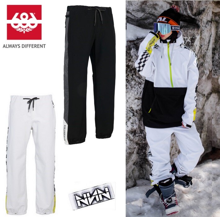 686 Track Pant WHIT Korean ski pants are loose waterproof and wear resistant black and white