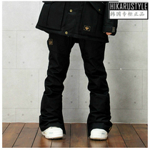Hikaru Style Korean ski pants Black slim-fit version of high waterproof and cold-proof mens and womens single and double board assault pants