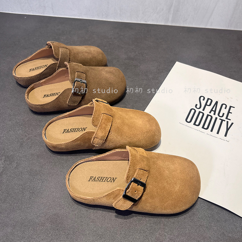 Genuine Leather Korean Style Children's Birkenstock Shoes, Half-Slippers for Outdoor Wear, Spring and Autumn Girls' Closed-Toe Soft-Soled Mules, Boys' Leather Slippers Genuine Leather Korean Style Children's Birkenstock Shoes, Half-Slippers for Outdoor Wear, Spring and Autumn Girls' Closed-Toe Soft-Soled Mules, Boys' Leather Slippers
