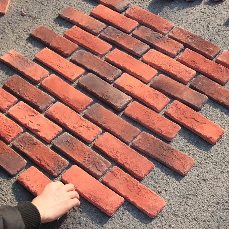 文化的なレンガ、アンティークレンガ、レトロアート、文化的な石、赤レンガ、ヴィラの外壁タイル、テレビの背景壁、レトロな青いレンガ