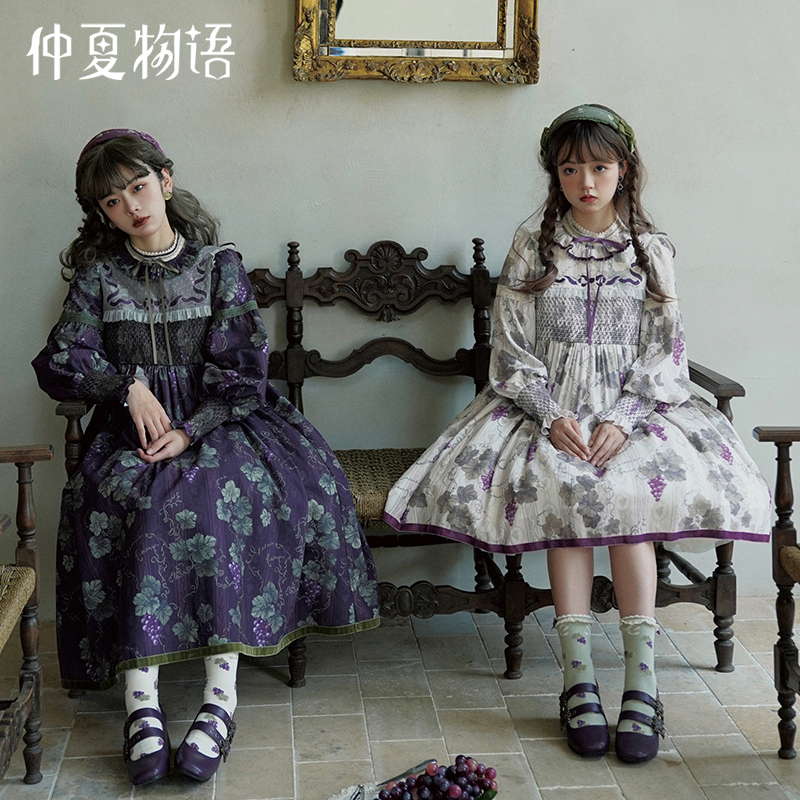 Midsummer Story Loire Vineyard Long Op Full Print Stand Collar Op Long and Short Style Lolita Dress Midsummer Story Loire Vineyard Long Op Full Print Stand Collar Op Long and Short Style Lolita Dress